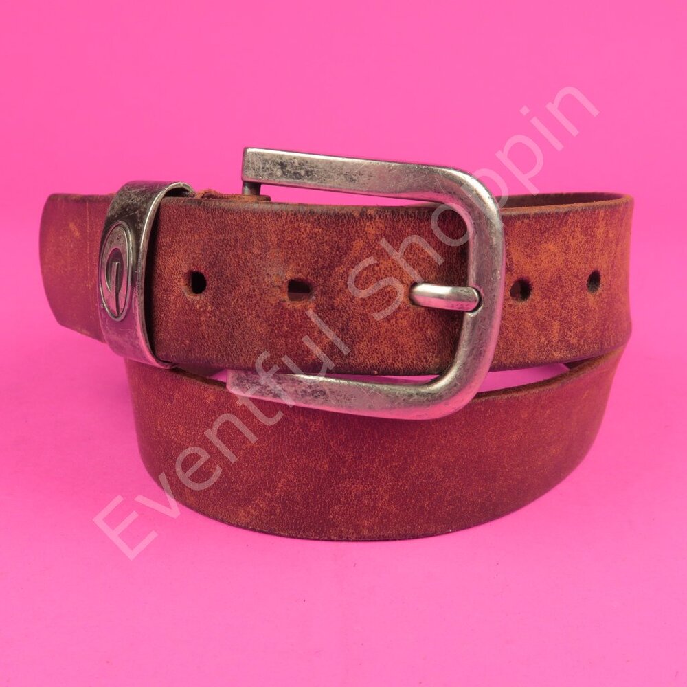 Fossil Georgia Bulldogs Distressed Leather Top Grain Cowhide Belt in Brown 34 - Picture 1 of 9